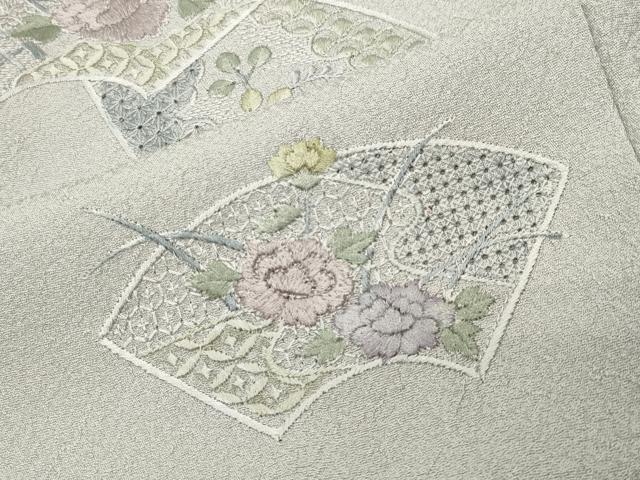 平和屋着物●中国三大刺繍　スワトウ刺繍　総刺繍　訪問着　地紙重ね花文　正絹　逸品　CABK2401gh