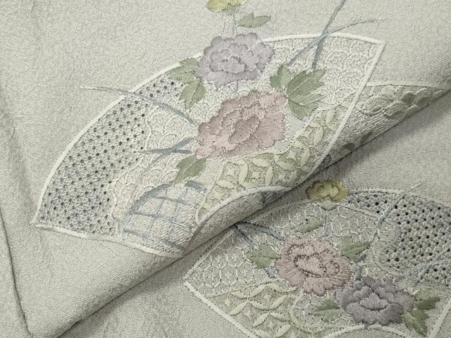 平和屋着物●中国三大刺繍　スワトウ刺繍　総刺繍　訪問着　地紙重ね花文　正絹　逸品　CABK2401gh