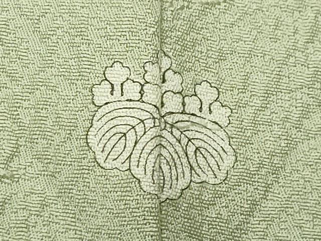 平和屋着物●上質な色無地　作家物　本草木染　吉祥地紋　若葉色　正絹　逸品　CABK2402gh