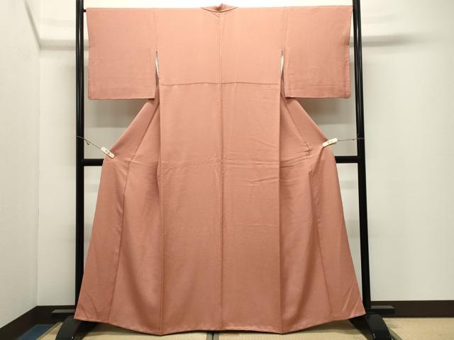 平和屋着物●上質な色無地　吉祥地紋　ときがら茶色　正絹　逸品　CABK2404gh