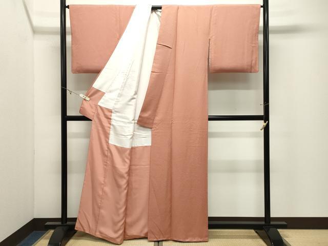 平和屋着物●上質な色無地　吉祥地紋　ときがら茶色　正絹　逸品　CABK2404gh