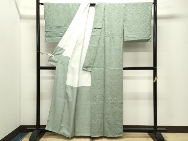 平和屋着物●上質な色無地　霞地紋　薄青色　正絹　逸品　CABK2406gh
