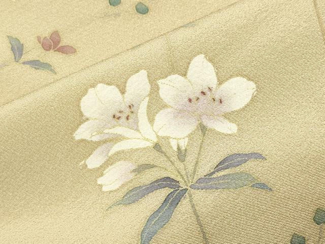平和屋着物●訪問着　草花文　金銀彩　ロング丈　正絹　逸品　CABK2407gh