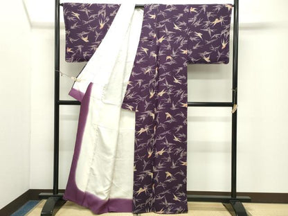 平和屋着物●上質な小紋　型染め　飛鳥文　鬼しぼ縮緬　正絹　逸品　未使用　CABK2408gh