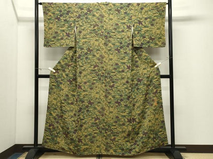 平和屋着物●宮内庁御用達　赤城右堂　小紋　型染め　花蝶文　鬼しぼ縮緬　正絹　逸品　未使用　CABK2409gh