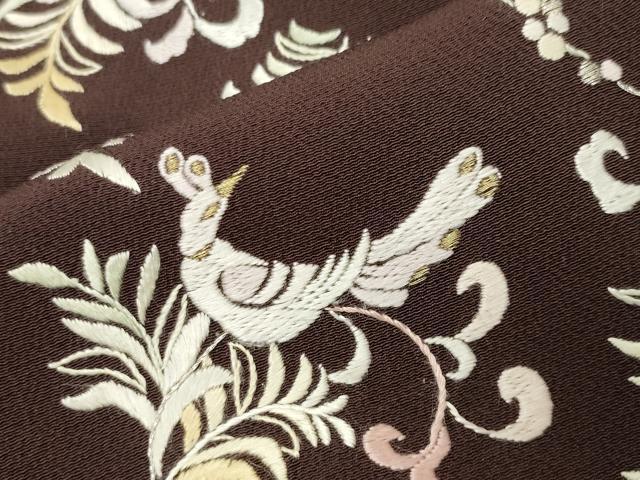 平和屋着物●訪問着　総刺繍　鳳凰花唐草文　金銀糸　正絹　逸品　CABK2411gh