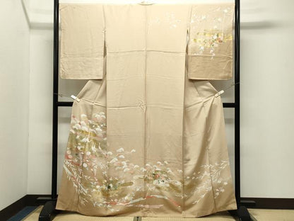 平和屋着物●訪問着　群鶴松花文　暈し染め　金銀彩　正絹　逸品　CABK2412gh