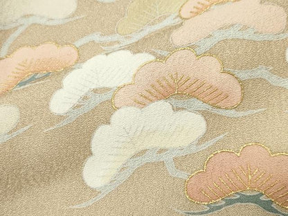平和屋着物●訪問着　群鶴松花文　暈し染め　金銀彩　正絹　逸品　CABK2412gh