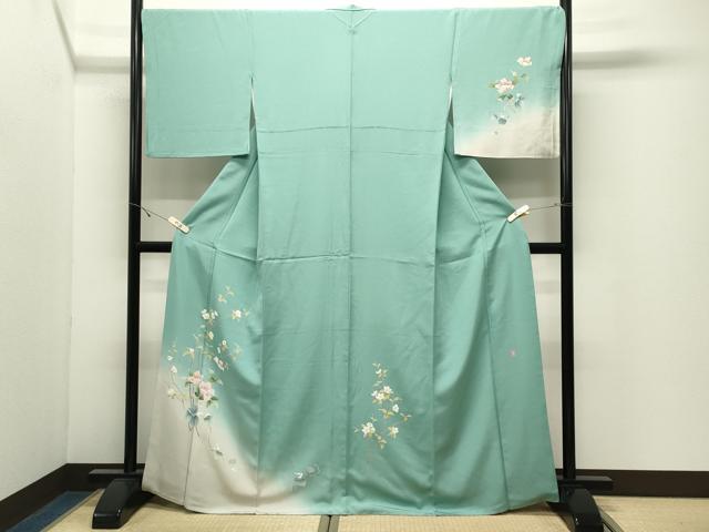 平和屋着物●訪問着　友禅　作家物　枝花文　暈し染め　鈴乃屋扱い　正絹　逸品　CABK2413gh