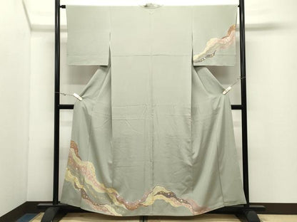 平和屋着物●訪問着　道長花唐草文　金銀彩　正絹　逸品　CABK2414gh