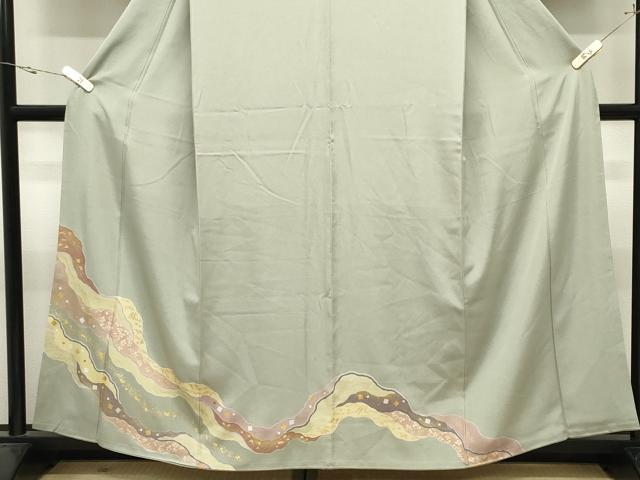 平和屋着物●訪問着　道長花唐草文　金銀彩　正絹　逸品　CABK2414gh