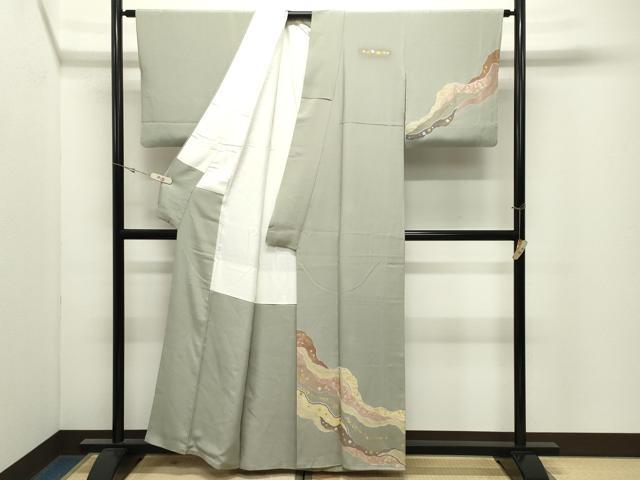 平和屋着物●訪問着　道長花唐草文　金銀彩　正絹　逸品　CABK2414gh