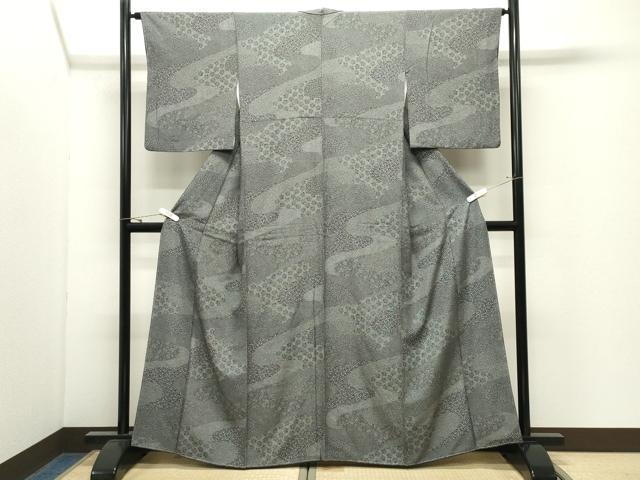 平和屋着物●江戸小紋　寄せ小紋柄　黒地　ますいわ屋扱い　正絹　逸品　CABK2416gh