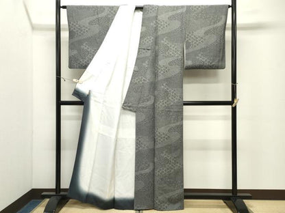 平和屋着物●江戸小紋　寄せ小紋柄　黒地　ますいわ屋扱い　正絹　逸品　CABK2416gh