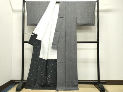 平和屋着物●江戸小紋 染工房 小林染芸 小林茂徳 六谷泰英 江戸小紋 七福神 黒地 さが美 反端付き ロング丈 正絹 逸品 未使用 CABK2418gh