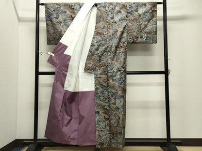 平和屋着物●本場大島紬　7マルキ　総絣　人物風景文　正絹　逸品　CABK2422gh