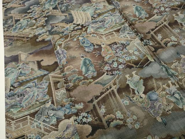 平和屋着物●本場大島紬　7マルキ　総絣　人物風景文　正絹　逸品　CABK2422gh