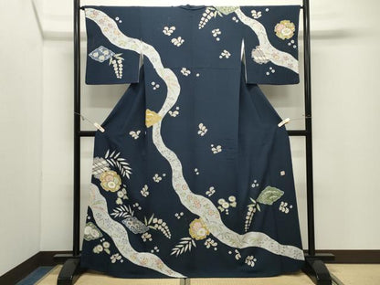 平和屋着物●訪問着　作家物　辻が花　銀彩　正絹　逸品　CABK2425gh