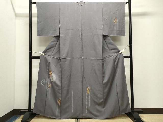 平和屋着物●訪問着　刺繍　草花文　金銀彩　正絹　逸品　CABK2426gh