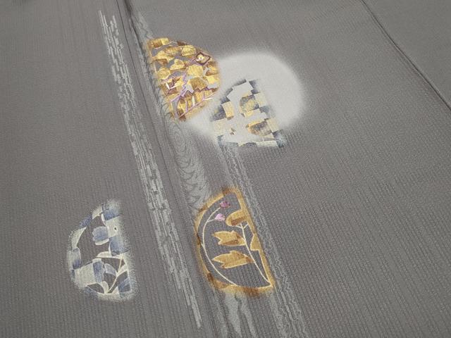 平和屋着物●訪問着　刺繍　草花文　金銀彩　正絹　逸品　CABK2426gh
