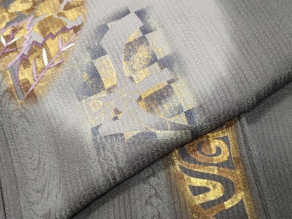 平和屋着物●訪問着　刺繍　草花文　金銀彩　正絹　逸品　CABK2426gh