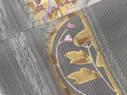 平和屋着物●訪問着　刺繍　草花文　金銀彩　正絹　逸品　CABK2426gh