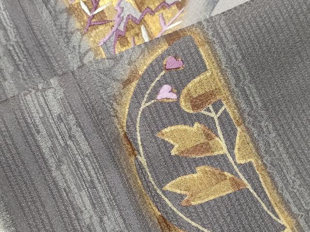 平和屋着物●訪問着　刺繍　草花文　金銀彩　正絹　逸品　CABK2426gh