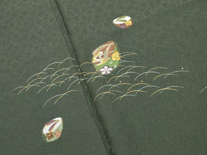 平和屋着物●訪問着　刺繍　ぽっくり下駄　金彩　ロング丈　正絹　逸品　CABK2428gh