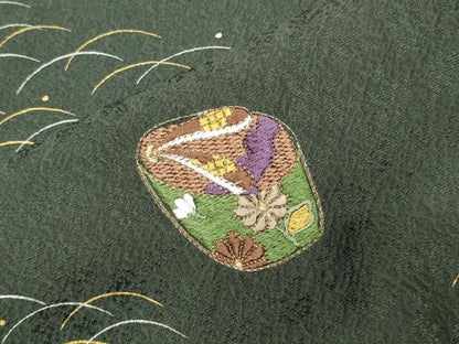 平和屋着物●訪問着　刺繍　ぽっくり下駄　金彩　ロング丈　正絹　逸品　CABK2428gh