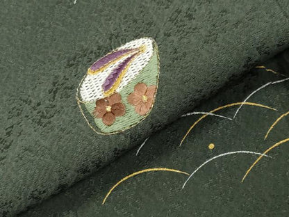 平和屋着物●訪問着　刺繍　ぽっくり下駄　金彩　ロング丈　正絹　逸品　CABK2428gh