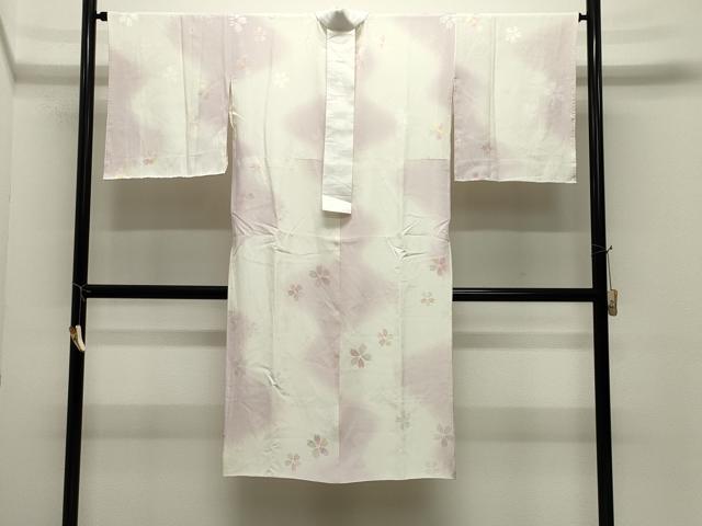 平和屋着物●長襦袢　袷　地紋起こし　桜ろまん　暈し染め　半衿刺繍　正絹　逸品　CABK2429gh
