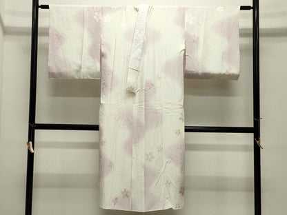 平和屋着物●長襦袢　袷　地紋起こし　桜ろまん　暈し染め　半衿刺繍　正絹　逸品　CABK2429gh
