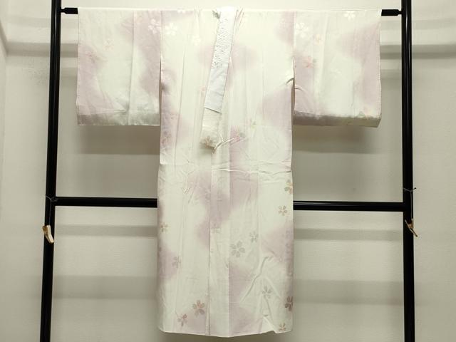 平和屋着物●長襦袢　袷　地紋起こし　桜ろまん　暈し染め　半衿刺繍　正絹　逸品　CABK2429gh