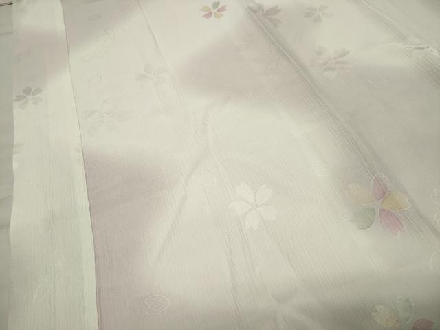 平和屋着物●長襦袢　袷　地紋起こし　桜ろまん　暈し染め　半衿刺繍　正絹　逸品　CABK2429gh