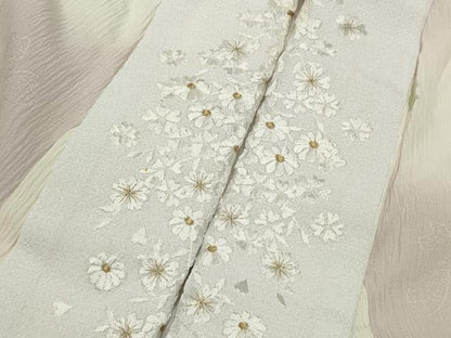 平和屋着物●長襦袢　袷　地紋起こし　桜ろまん　暈し染め　半衿刺繍　正絹　逸品　CABK2429gh