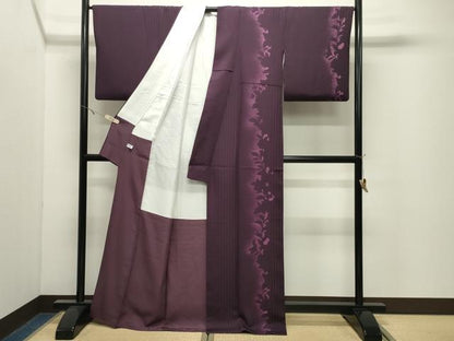 平和屋着物●訪問着　草花シルエット　正絹　逸品　CABK2430gh