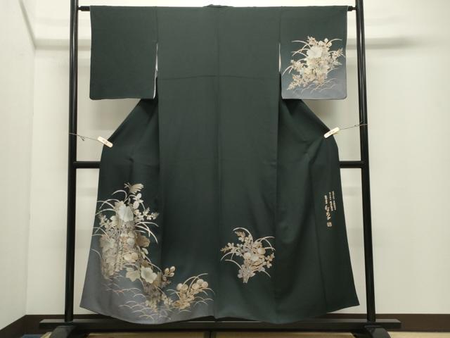 平和屋着物●金彩友禅　卓越技能者・名工・和田光正　訪問着　草花文　暈し染め　金銀彩　正絹　逸品　CABK2431gh