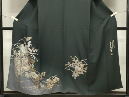 平和屋着物●金彩友禅　卓越技能者・名工・和田光正　訪問着　草花文　暈し染め　金銀彩　正絹　逸品　CABK2431gh