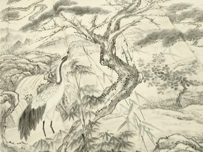 平和屋着物●十日町　名門　滝泰謹製　訪問着　手描き　鶴　鴛鴦　松梅文　正絹　逸品　CABK2433gh