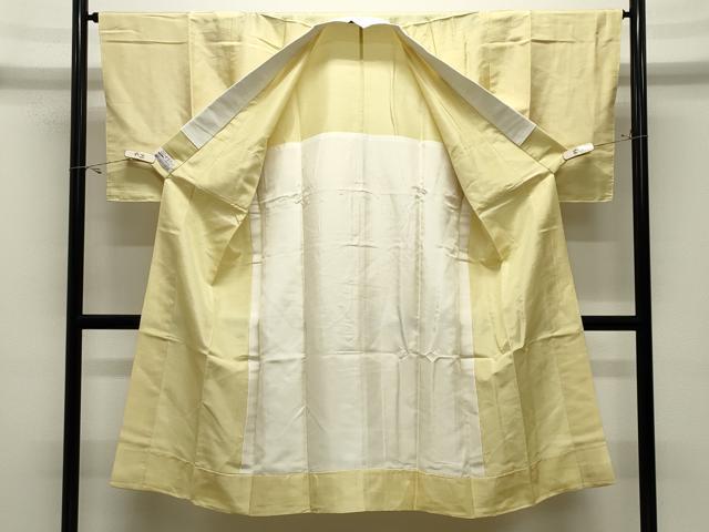 平和屋着物●長襦袢　無双仕立て　紬地　淡黄色　やまと誂製　正絹　逸品　CABK2435gh