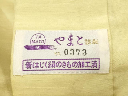 平和屋着物●長襦袢　無双仕立て　紬地　淡黄色　やまと誂製　正絹　逸品　CABK2435gh