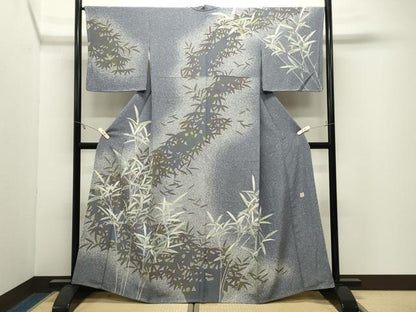 平和屋着物●倉染匠　猟彩友禅作家　倉翔篁　訪問着　笹文　たたき染め　正絹　逸品　未使用　CABK2436gh