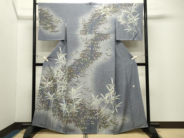 平和屋着物●倉染匠　猟彩友禅作家　倉翔篁　訪問着　笹文　たたき染め　正絹　逸品　未使用　CABK2436gh