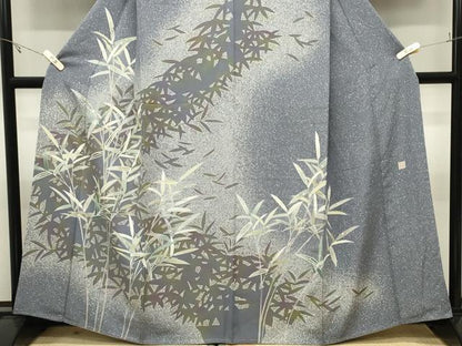 平和屋着物●倉染匠　猟彩友禅作家　倉翔篁　訪問着　笹文　たたき染め　正絹　逸品　未使用　CABK2436gh