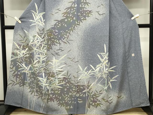 平和屋着物●倉染匠　猟彩友禅作家　倉翔篁　訪問着　笹文　たたき染め　正絹　逸品　未使用　CABK2436gh