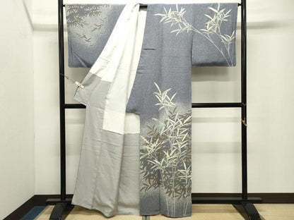 平和屋着物●倉染匠　猟彩友禅作家　倉翔篁　訪問着　笹文　たたき染め　正絹　逸品　未使用　CABK2436gh