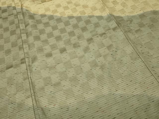 平和屋着物●訪問着　紬地　柿渋染　市松吉祥文　証紙付き　正絹　逸品　未使用　CABK2437gh