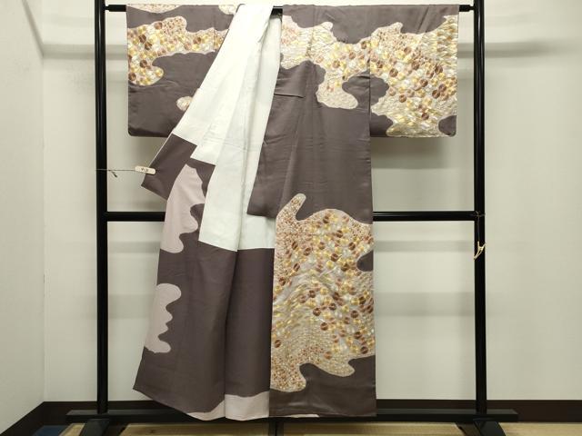 平和屋着物●訪問着　総刺繍　駒刺繍　松竹梅菊文　正絹　逸品　CABK2439gh
