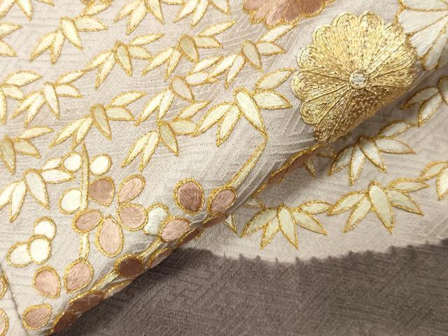 平和屋着物●訪問着　総刺繍　駒刺繍　松竹梅菊文　正絹　逸品　CABK2439gh