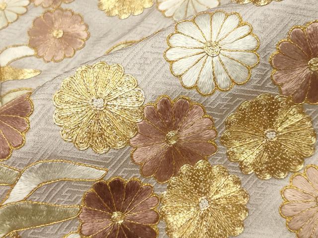 平和屋着物●訪問着　総刺繍　駒刺繍　松竹梅菊文　正絹　逸品　CABK2439gh